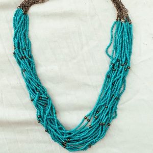 Blue Beaded Statement Necklace